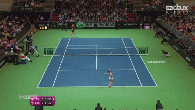 ½, Suisse – République tchèque, Viktorija Golubic (SUI)  - Karolina Pliskova (CZE) (3-6) : Pliskova remporte le premier set sur le service de Golubic