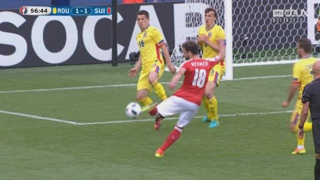 Gr.A, ROU-SUI (1-1): Mehmedi égalise! Il catapulte le ballon au fond des filets après un corner de Rodriguez