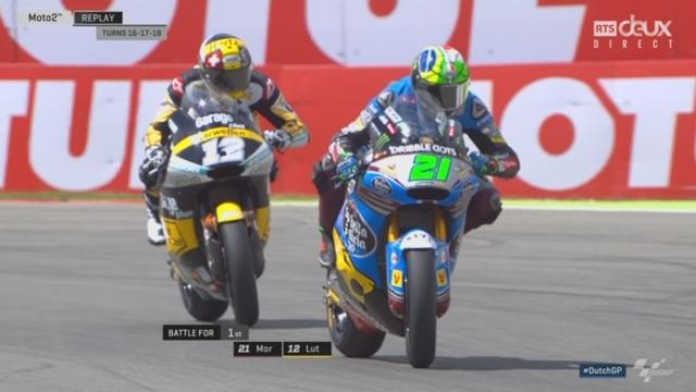 Moto 2: Franco Morbidelli remporte la bataille contre Thomas Lüthi et prend la tête de la course