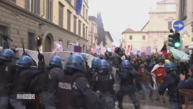 Police et manifestants anti-Renzi s'affrontent à Florence