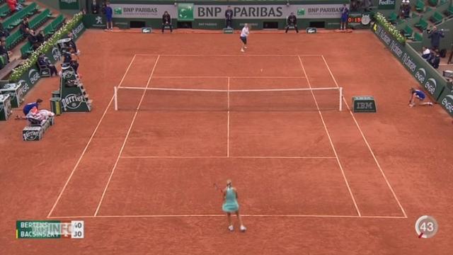 Tennis - Roland Garros: Timea Bacsinszky est éliminée par Kiki Bertens en quart de finale