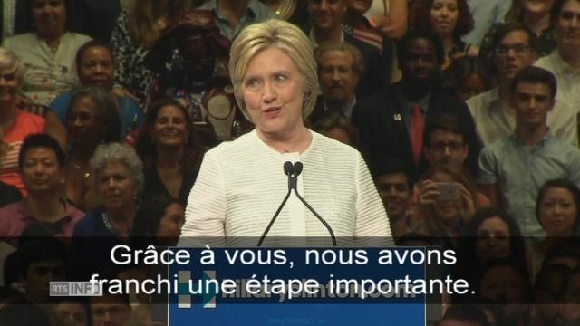 Hillary Clinton: "C'est la première fois dans l'histoire des Etats-Unis qu'une femme est investie par l'un des grands partis"