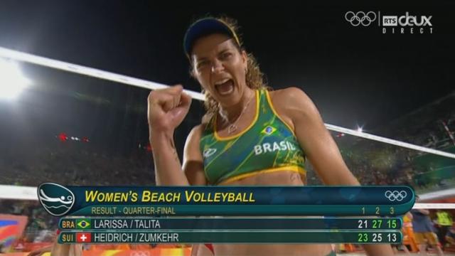 Beach-volley, 1-4 dames: BRA-SUI (21-23,27-25,15-13): malgré une partie exceptionnelle, la  paire Heidrich-Zumkehr s'incline dans l'arène de Copacabana