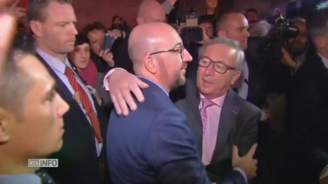 Jean-Claude Juncker et Charles Michel se mêlent à la foule à Bruxelles