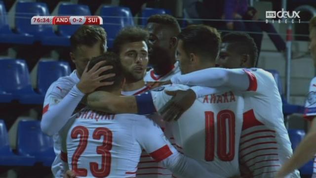Gr. B, Andorre – Suisse (0-2): Zakaria lance sur la gauche Shaqiri qui dépose le ballon sur la tête de Mehmedi pour le 2-0