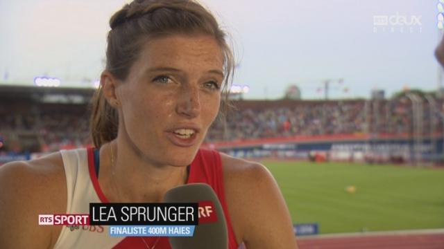 400m haies dames. Léa Sprunger commente sa victoire en 1-2-finale
