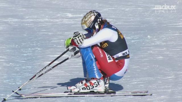 Slalom dames, 1re manche : Michelle Gisin (SUI) manque une porte et se retrouve éliminée du slalom