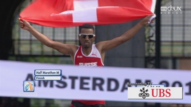 Semi-Marathon hommes. Victoire du Suisse Tadesse Abraham devant Kaan Kigen ÖZBILEN (2e) et  Daniele Meucci (3e)