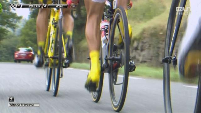 Tour de France (7e étape, L’Isle-Jourdain – Lac de Payolle, 162,5 km): à 29 km de l’arrivée, le maillot jaune, Greg Van Avermaet, semble pouvoir réaliser une bonne affaire
