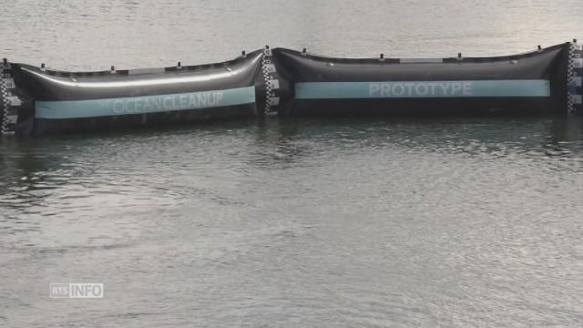 Un prototype du système "Ocean Clean-Up" testé en mer du Nord