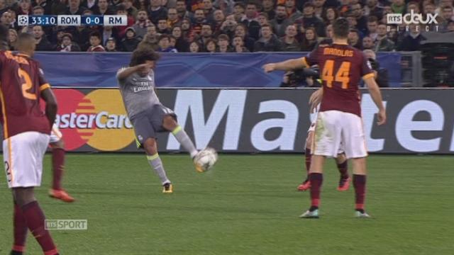 1-8, AS Roma – Real Madrid (0-0): reprise instantanée de Marcelo qui passe juste à coté du poteau