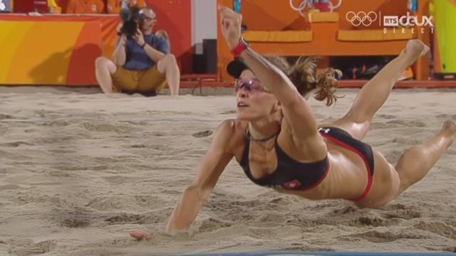 Beachvolley. 1-8 de finale. NED – SUI (21-19). Joana Heidrich-Nadine Zumkehr perdent le set initial face à Van Iersel- Meppelink