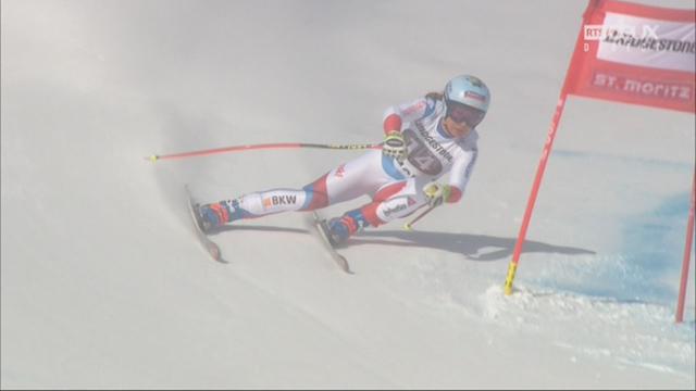 St. Moritz (SUI), Super G dames: Jasmine Flury (SUI) se place 1re devant Gisin (SUI)