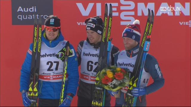 Tour de ski, 15 km: la joie du Suisse sur le podium