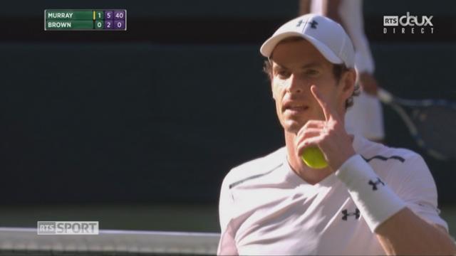 Wimbledon, 2e tour: Brown (ALL) - Murray (GBR) 3-6 2-6