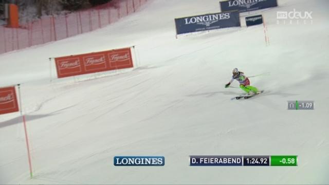 Slalom, Zagreb (CRO), 2e manche: Denise Feierabend (SUI) prend la tête provisoirement