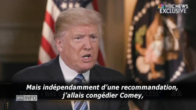 Trump s'explique sur le renvoi du directeur du FBI