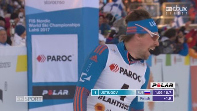 Mondiaux de Lathi (FIN), fond, skiathlon, 30km: le Russe Ustiugov s'impose