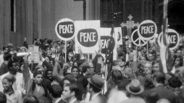 Journée de protestation contre la Guerre du Vietnam le 15 octobre 1969. [RTS]