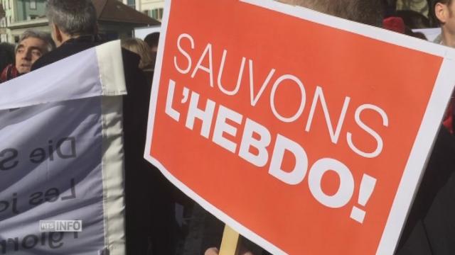 Manifestation de soutien à L'Hebdo à Lausanne