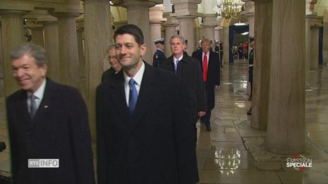 Barack Obama et Donald Trump arrivent à la cérémonie d'investiture