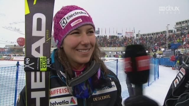 Wendy Holdener réagit après sa médaille d’or de combiné alpin