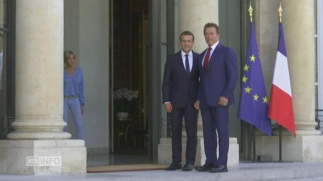 Arnold Schwarzenegger reçu par Emmanuel Macron