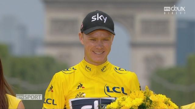 Tour de France, 21e étape: la joie de Christopher Froome (GBR) sur le podium