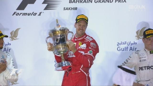 GP de Barheïn: la joie de Vettel (GER) sur le podium