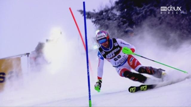 Slalom messieurs, Zagreb (CRO), 1re manche: très dynamique, Luca Aerni (SUI) termine à 78 centièmes