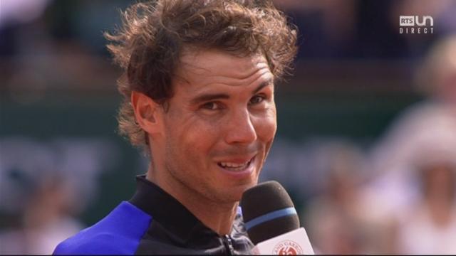 Roland-Garros, finale: Wawrinka (SUI) - Nadal (ESP) 2-6 3-6 1-6, interview de Nadal