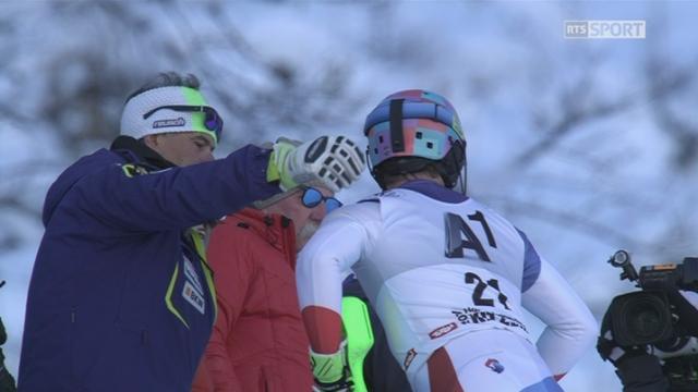 Kitzbühel, 1re manche slalom: Luca Aerni (SUI) part à la faute