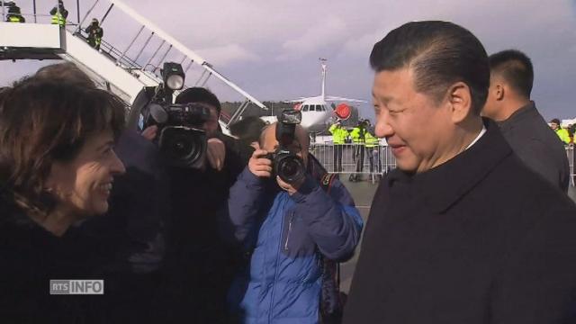 L'arrivée à Zurich-Kloten du président chinois Xi Jinping