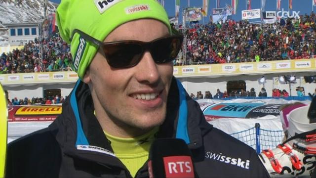 Mondiaux de St-Moritz, slalom, 2e manche: Daniel Yule (SUI) à l'interview après son élimination