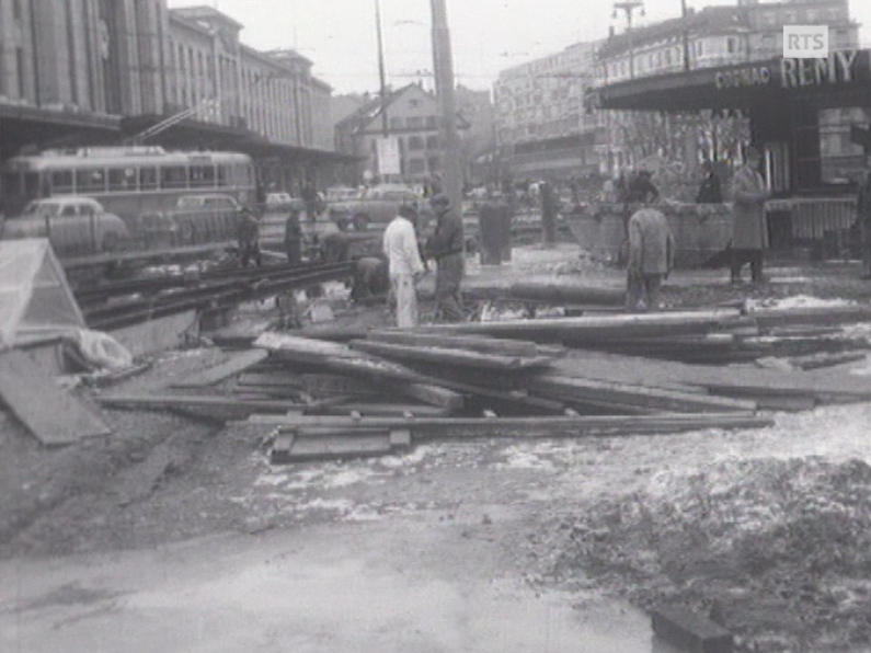 Cornavin en chantier en 1963. [RTS]