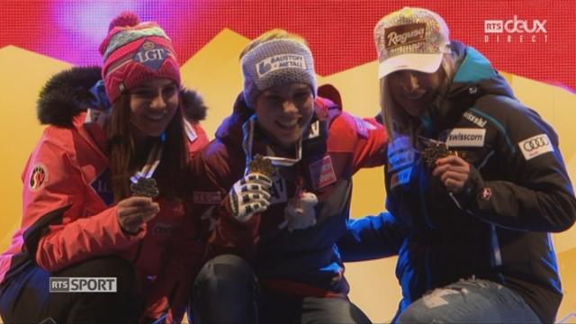 Mondiaux de St-Moritz, Super-G: la remise des médailles