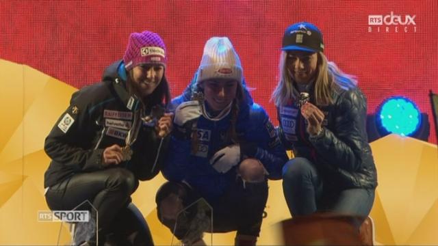 Mondiaux de St-Moritz, slalom dames: la remise des médailles