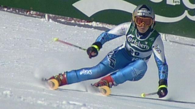 Denise Karbon lors du géant des championnats du monde de ski alpin de St-Moritz en 2003. [RTS]