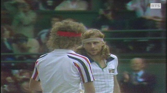 Poignée de mains entre Björn Borg et John McEnroe en finale de Wimbledon 1980. [RTS]