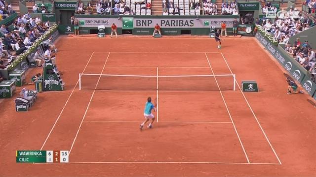 Roland-Garros, 1-4: Wawrinka (SUI) – Cilic (CRO) 6-3 2-1, "service-volée"