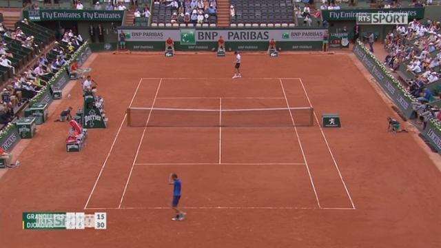 Roland-Garros, 1er tour: Granollers (ESP) – Djokovic (SRB) 3-6 4-6 1-2, point magnifique gagné par Granollers!