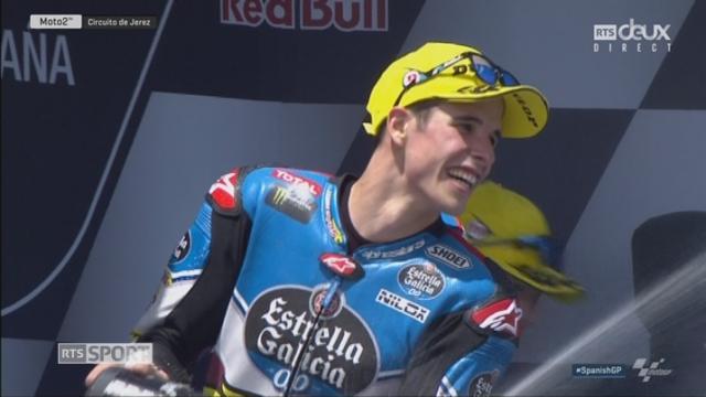 Moto 2, Jerez (ESP): la joie de l'Espagnol pour sa première victoire en Moto 2