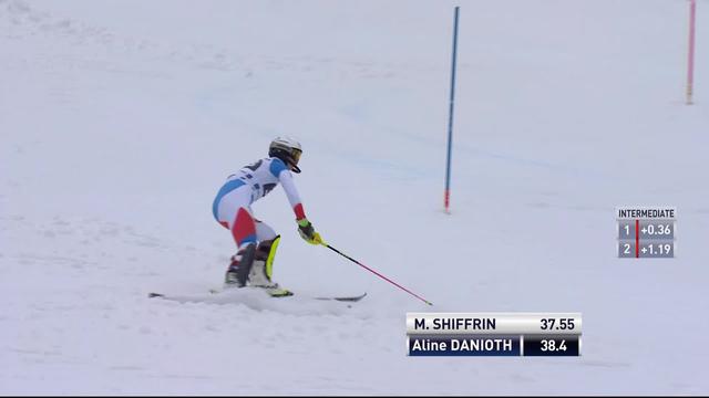 Ofterschwang (GER), slalom dames, 1re manche: Aline Danioth (SUI) éliminée, Elena Stoffel (SUI) pas qualifiée en seconde manche