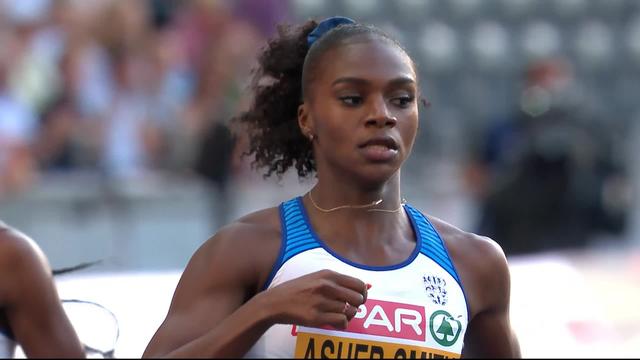 200m dames, 1ère demi-finale: la démonstration de Dina Asher-Smith (GBR) qui ne laisse aucune chance à Cornelia Halbheer (SUI) qui termine 8e