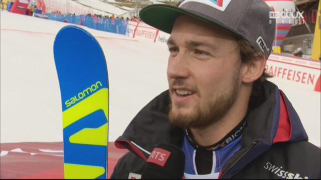 Adelboden (SUI), slalom masculin, 1re manche: Luca Aerni (SUI) à l'interview