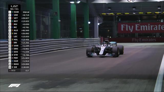 GP de Singapour, course: Hamilton (GBR) remporte le Grand-Prix devant Verstappen (NED) 2e et Vettel (GER) 3e