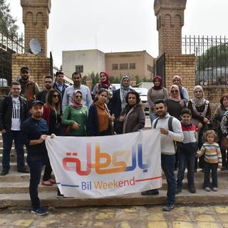 Le groupe en partance pour la visite de Bagdad [RTS - Marion Touboul]