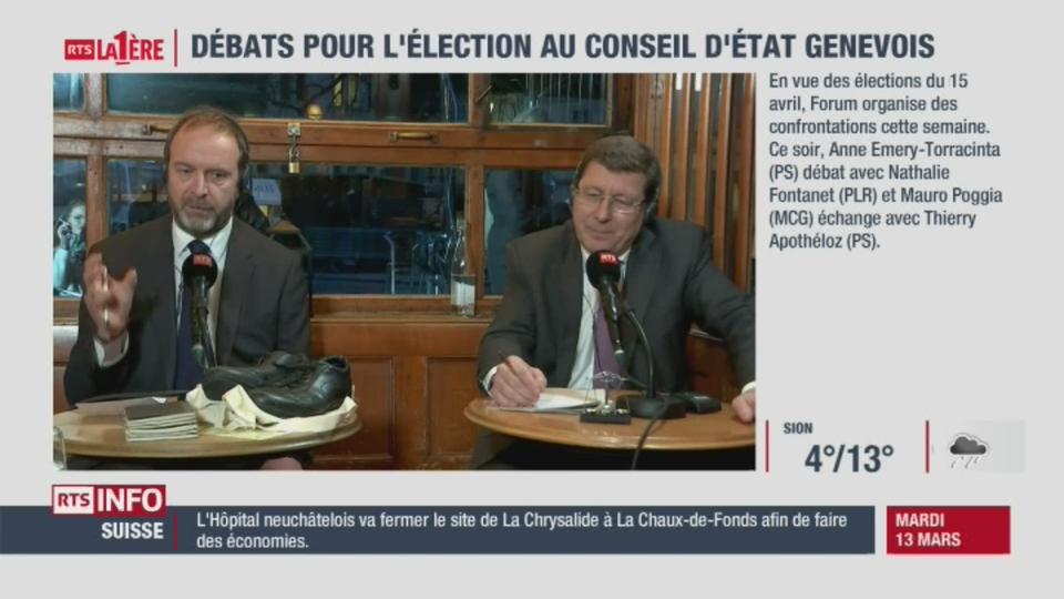 Elections cantonales genevoises : Le débat entre Mauro Poggia (MCG) et Thierry Apothéloz (PS)