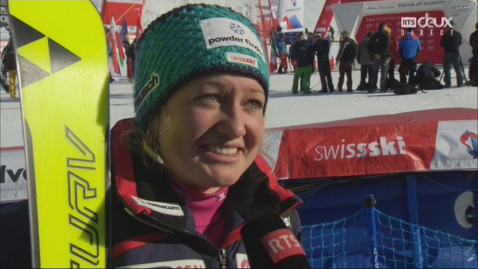 Géant dames, Lenzerheide (SUI), 2e manche: Simone Wild (SUI) au micro de la RTS