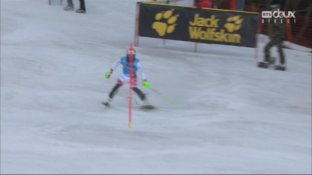 Wengen (SUI), 1re manche de slalom: Luca Aerni (SUI) enfourche après 4 secondes